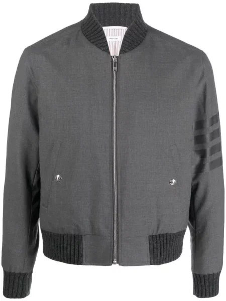 Geacă bomber Thom Browne de lână cu dungi gri