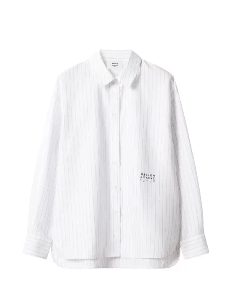 Geacă cămașă Maison Kitsune cu dungi cu imagine alb