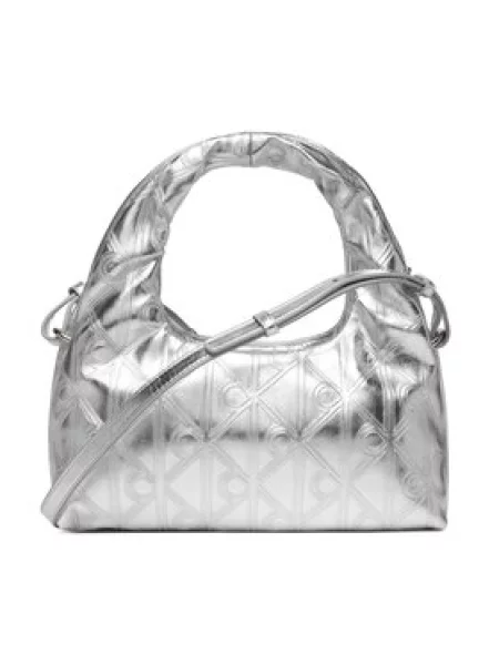 Calvin Klein Ročna torba Puffy Aop Mini Bag With Strap srebrna