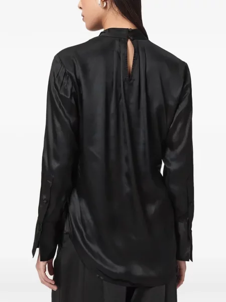 Bluză Allsaints din satin negru