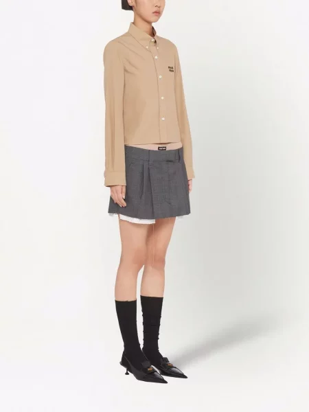Kostkovaná mini mini sukně Miu Miu šedá