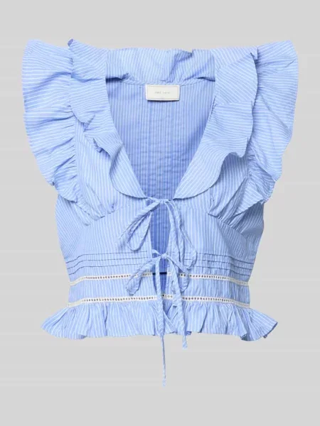Bluzka o kroju regular fit z obszyciem falbanami model „Jolia” Neo Noir