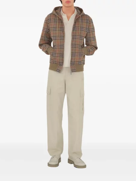 Hanorac cu glugă Burberry în carouri maro