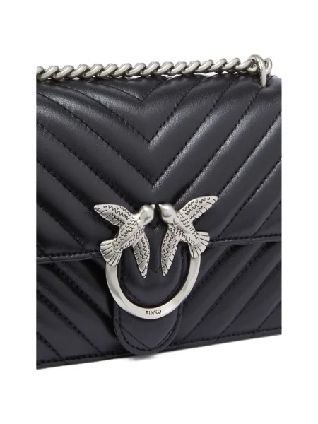 Pinko De piele geantă poștaș LOVE ONE MINI DC negru