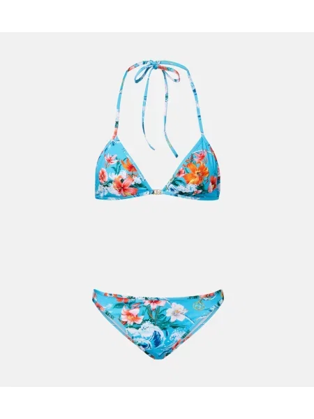 Bikini Gucci cu model floral albastru