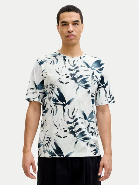 JACK & JONES Tričko JJHONOLULU námornícka modrá biela