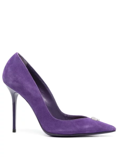 Pantofi cu toc Philipp Plein din piele de căprioară violet