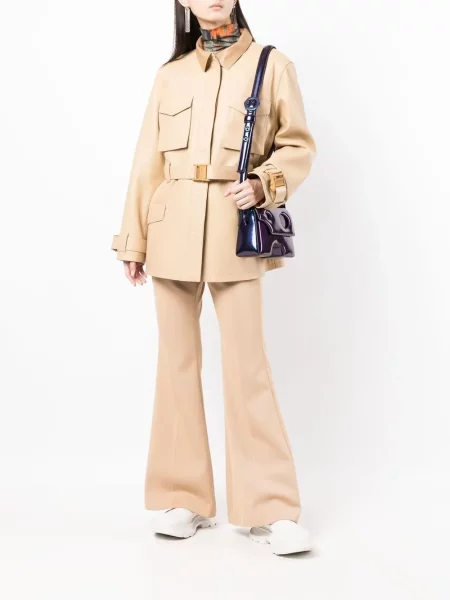 Vienakrūtis juosmuo paltas Off-white balta