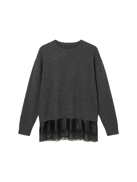 VERO MODA Sveter VMLACEY tmavosivá čierna