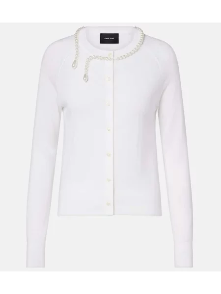 Cardigan Simone Rocha cu perle de lână alb