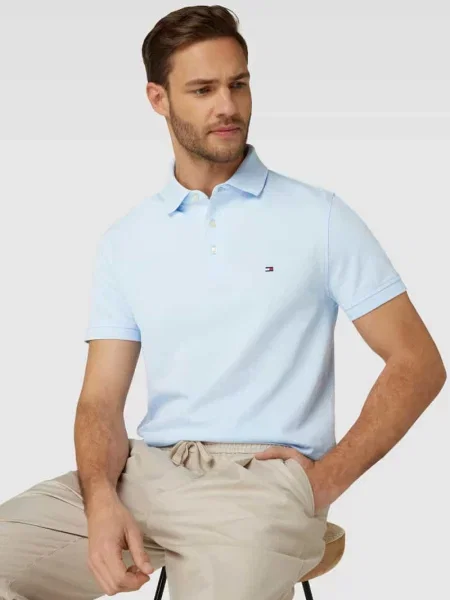 Koszulka polo o kroju slim fit model Tommy Hilfiger niebieska