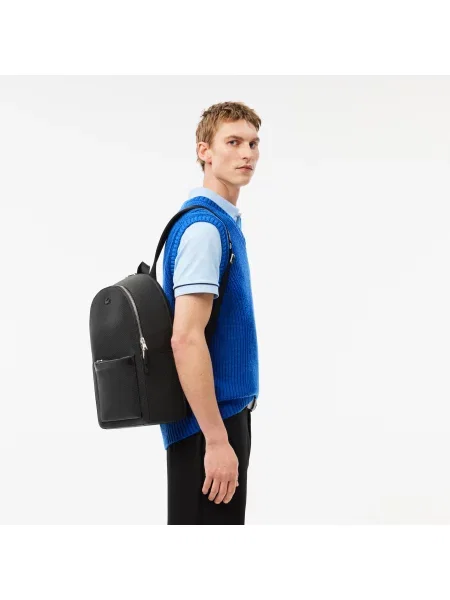 Lacoste Skórzany Plecak Chantaco Piqué czarny