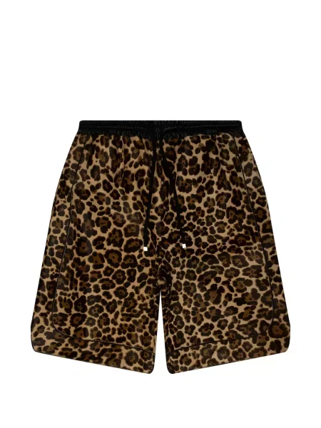 Pantaloni scurți Nahmias cu imagine cu model leopard cu cordon maro