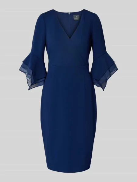 Sukienka koktajlowa o długości do kolan z dekoltem w serek Adrianna Papell granatowa