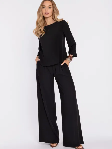 Pantaloni Made Of Emotion cu talie înaltă negru