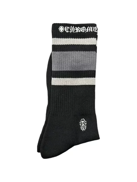 Ριγέ κάλτσες Chrome Hearts με αυτόγραφο μαύρο
