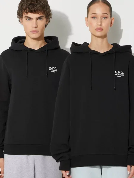 A.P.C. bluza hoodie standard rue madame GOTS z kapturem melanżowa czarny