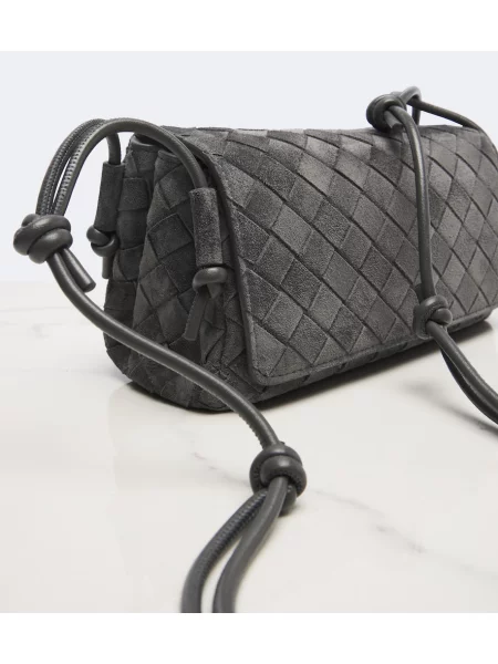 Crossbody torbica Bottega Veneta iz semiša siva