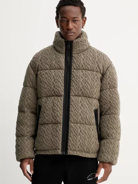 HUGO jachetă din amestec de lână de iarna oversize verde