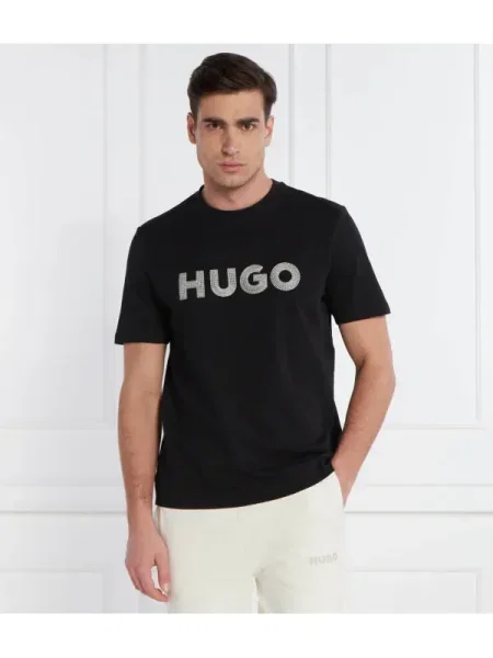 HUGO Tricou Drochet negru