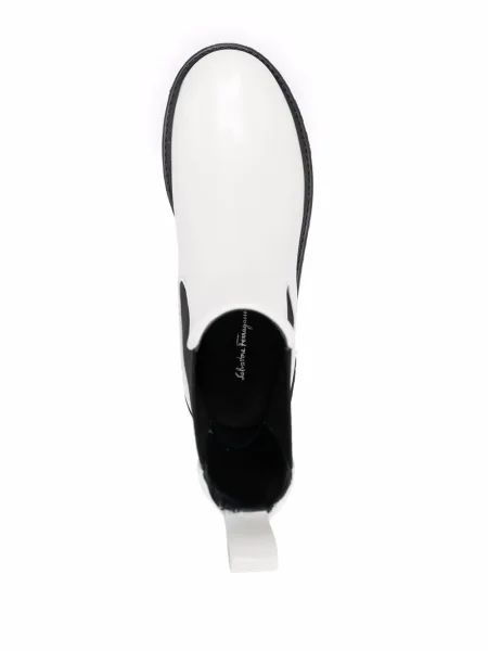 Botine chelsea Ferragamo alb