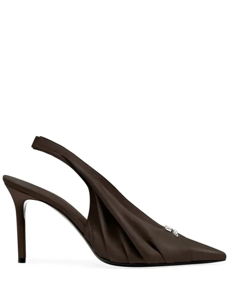 Pantofi cu toc Courreges din piele drapate maro