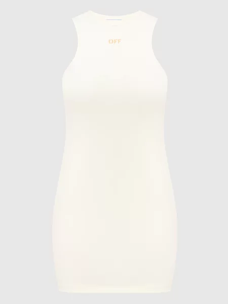 Сукня міні з логотипом Off-white бежева