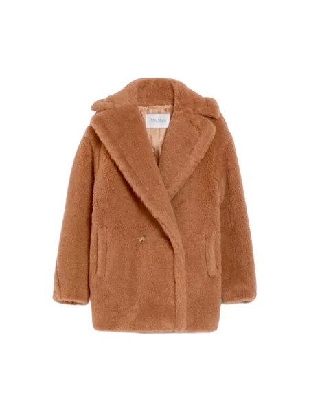 Kurtka Max Mara wełniana typu teddy brązowa