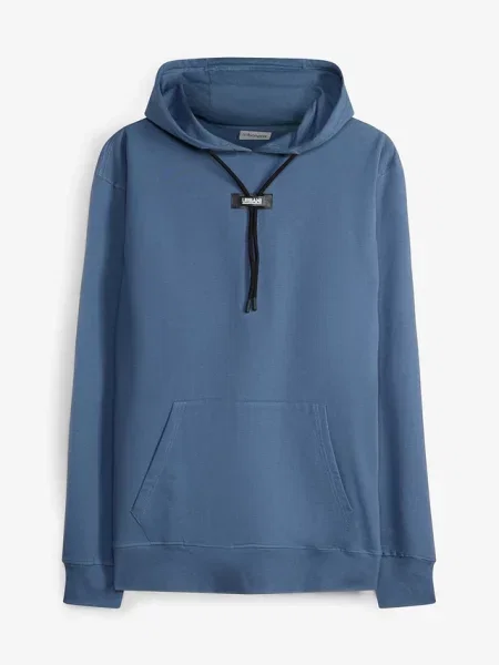 Bluza z kapturem z czystej bawełny organicznej niebieska