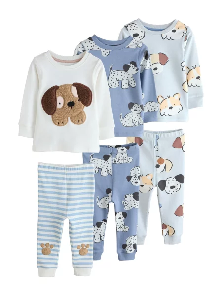 Next Pijamale albastru deschis / maro deschis alb