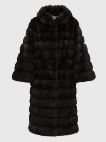 Темно-коричнева шуба з хутра соболя Rindi коричнева