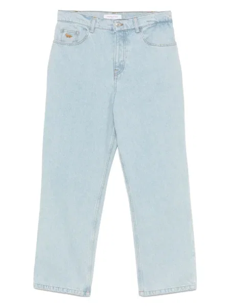 Džíny Maison Kitsuné s výšivkou modré