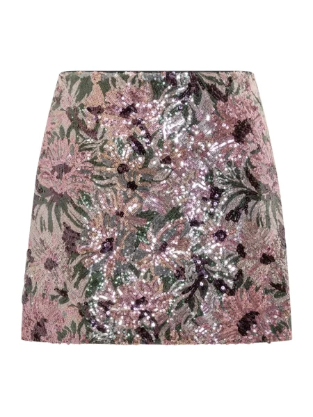 Mała spódnica skórzana Self-portrait z cekinami w kwiatki