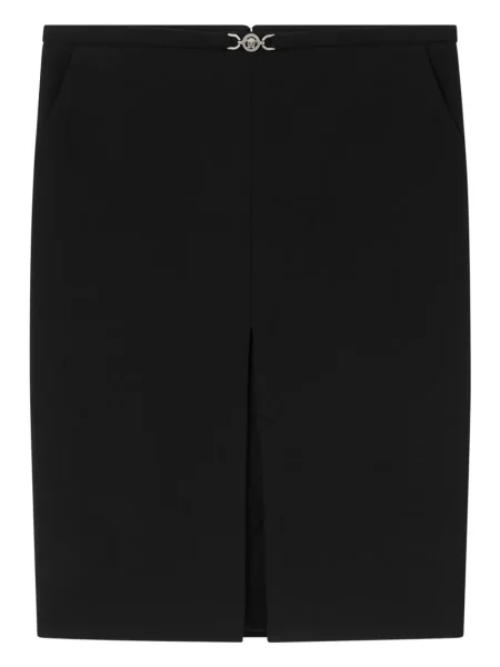 Fustă midi Versace de lână până la genunchi negru