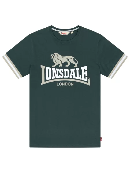 LONSDALE Tricou Kergord bej / verde închis alb