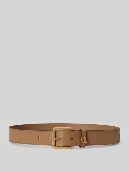 Pasek z naturalnej skóry bydlęcej z detalem z logo Lauren Ralph Lauren