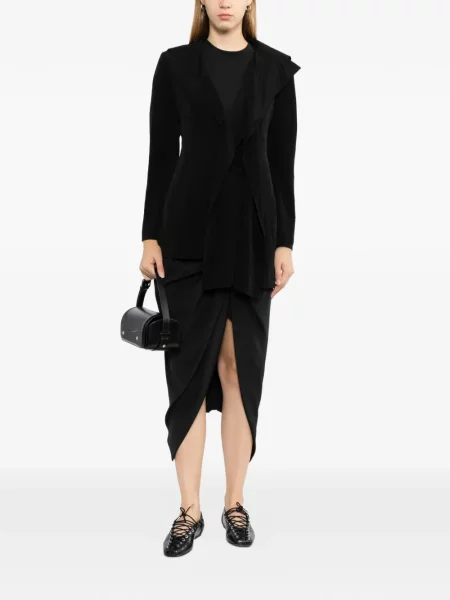 Geacă Yohji Yamamoto asimetrică drapată negru