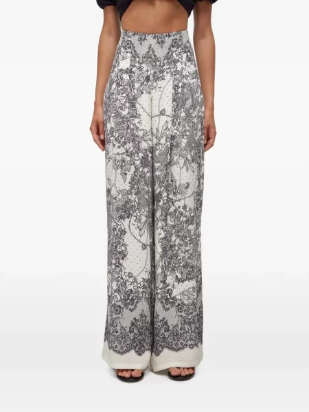 Pantaloni palazzo Blugirl cu imagine din dantelă alb