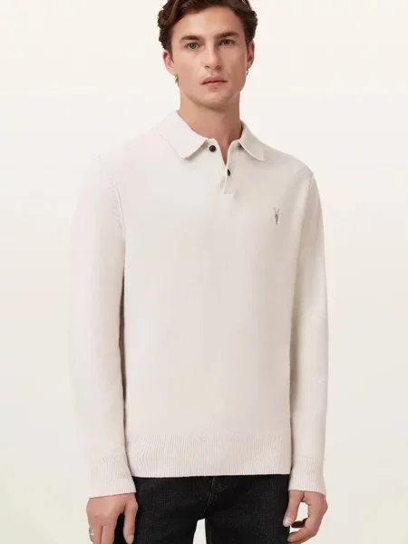 AllSaints Pulover alb lână bej