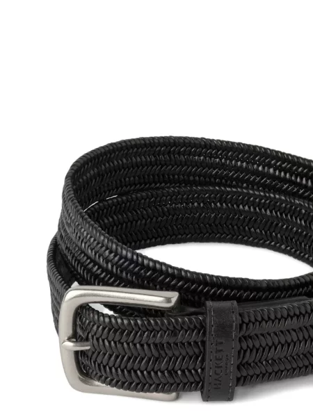 Cu centură curea Hackett London din piele țesută negru