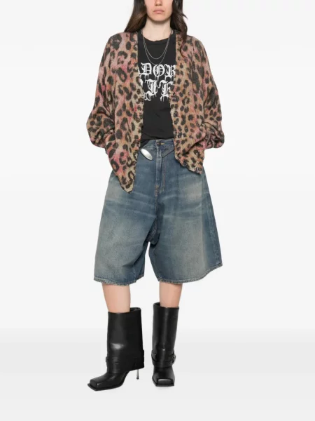 Cardigan R13 zdrențuiți cu model leopard