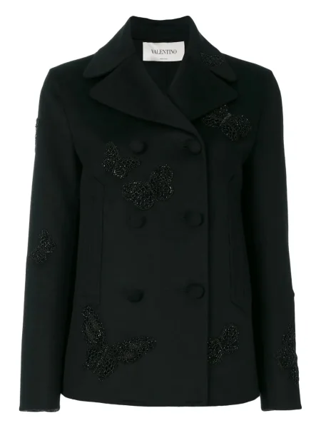 Palton Valentino Garavani cu broderie negru