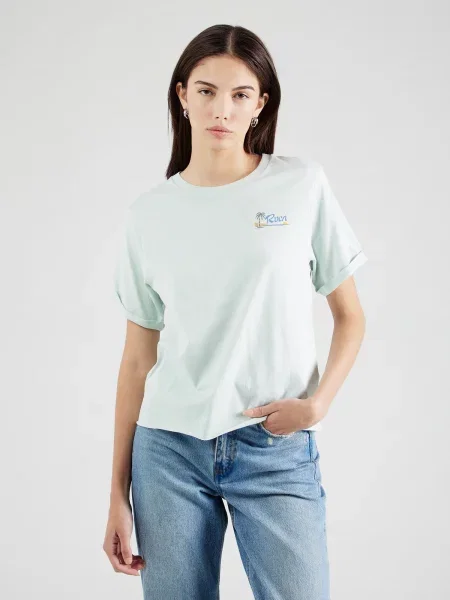RVCA Marškinėliai SUNSET azuro / mėtų / tamsiai / oranžinė žalia