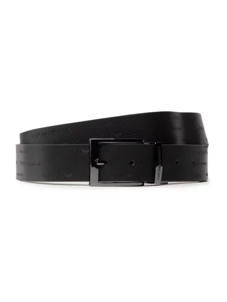 Emporio Armani Pasek skórzany dwustronny czarny