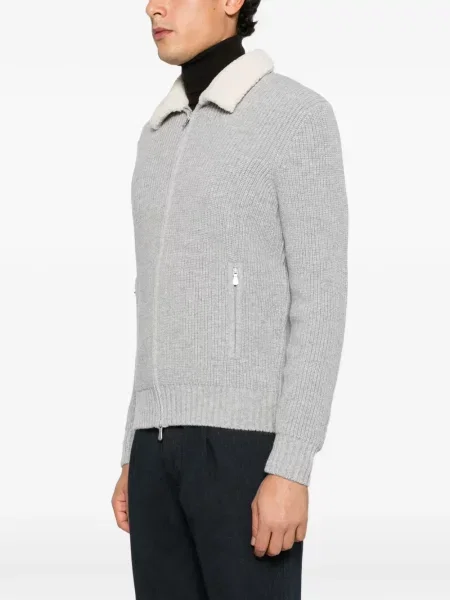 Gulerat cardigan Vengera tricotate gri