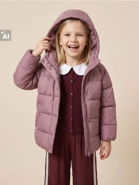 Sinsay Bunda puffer s kapucí růžová