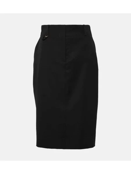Fustă midi Jacquemus de lână până la genunchi negru