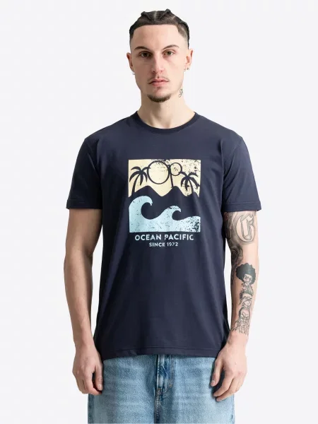 Ocean Pacific Tričko Froth slonová kosť / námornícka modrá