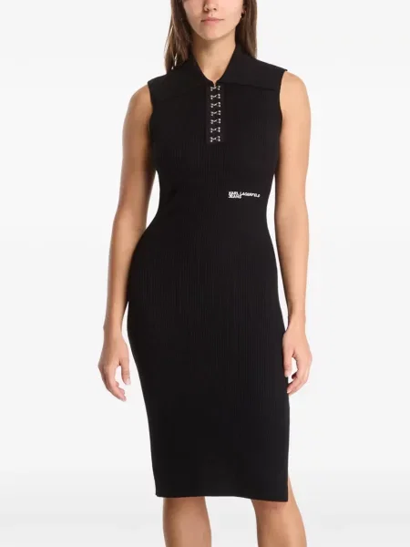 Rochie din denim Karl Lagerfeld Jeans fără mâneci tricotate negru