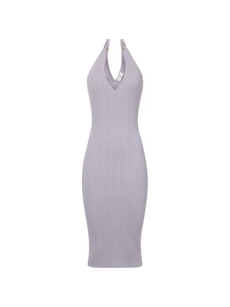 Rochie midi Elisabetta Franchi cu decolteu în V până la genunchi de costum violet